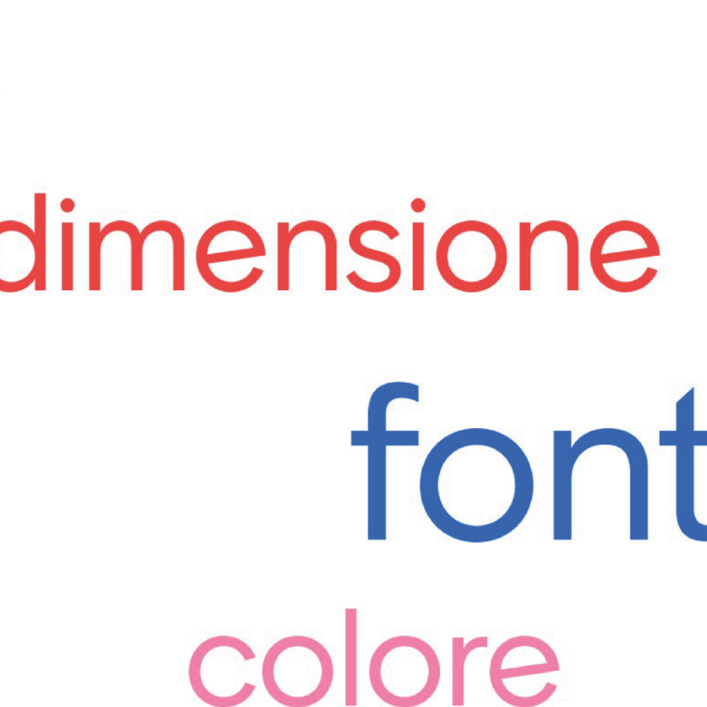 dimensione, font, colore
