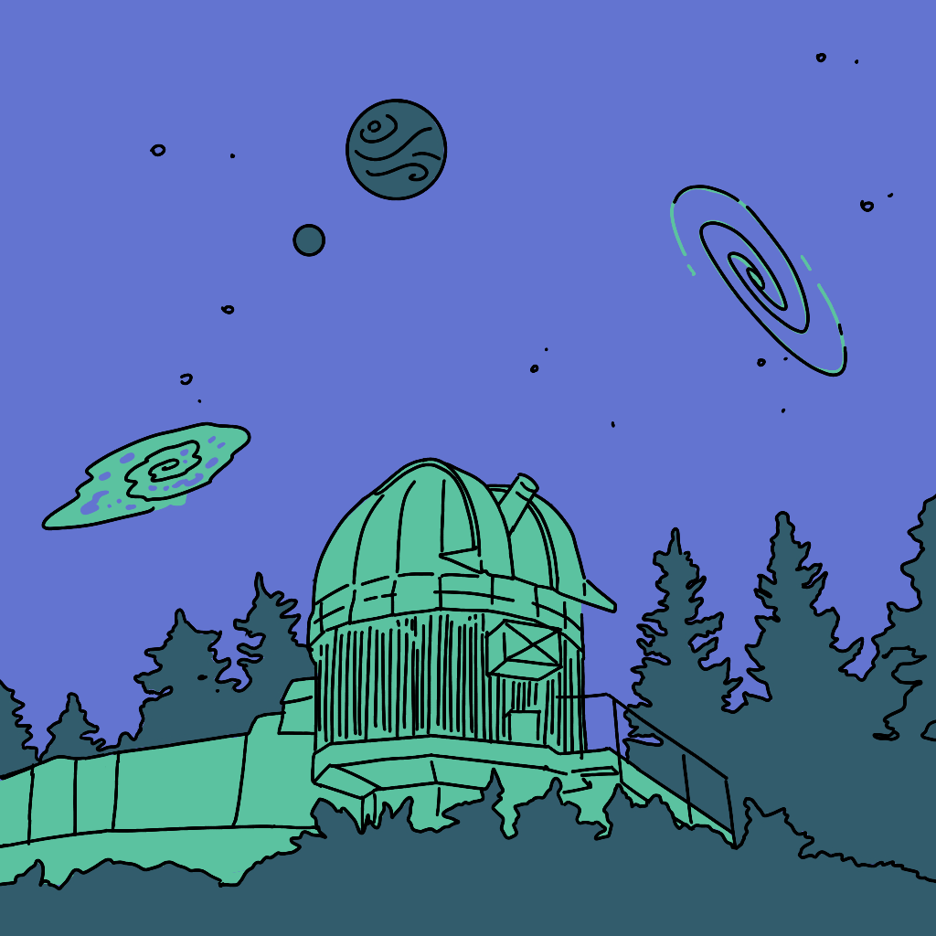 un osservatorio spaziale su cielo stellato blu