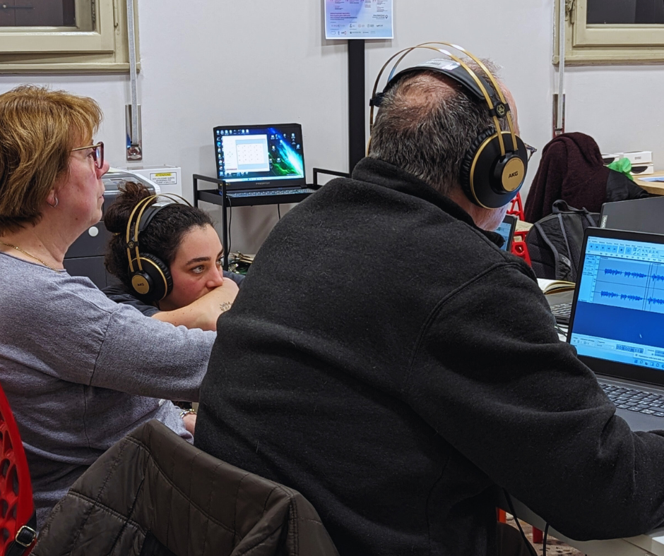 audio editing durante il laboratorio Museo a tutt'orecchi