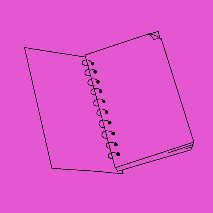 illustrazione rosa di un quaderno per appunti